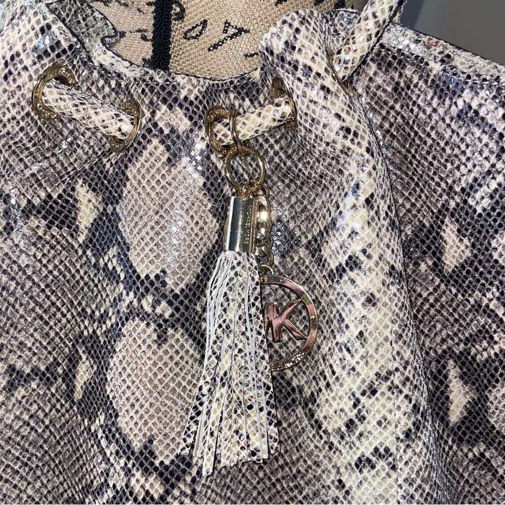 MICHAEL KORS Python Embossed Leather Ring Handle … - image 2